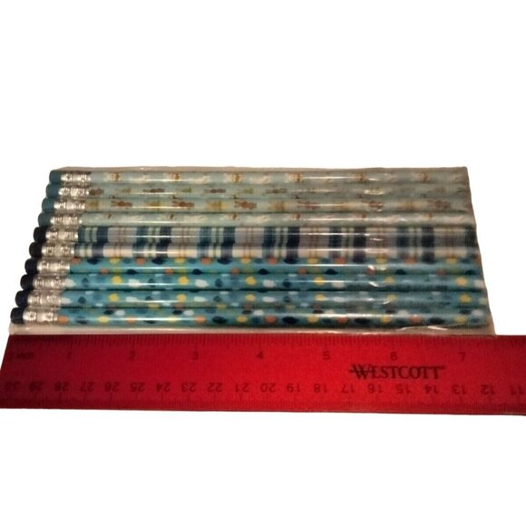 Blue Pencils Graphite Party Favor Bunny Dots Plaid Teacher Gift Lot 70 - Picture 2 of 4